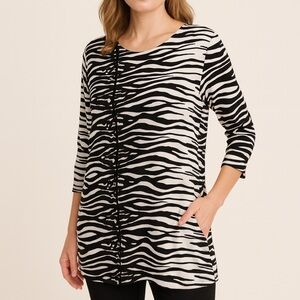 Impressions‎ Zebra Stripe Blouse Black/White S
